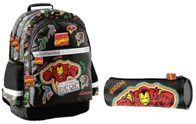 Školský set trojkomorový batoh + puzdro Iron Man