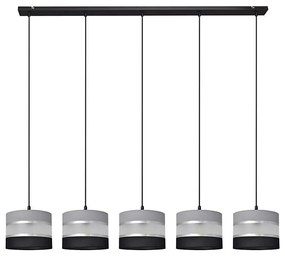Luster na lanku HELEN 5xE27/15W/230V čierna/šedá/strieborná