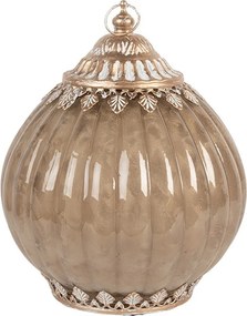 Béžová sklenená svietiaca LED lampáš Balli - Ø 15*9 cm