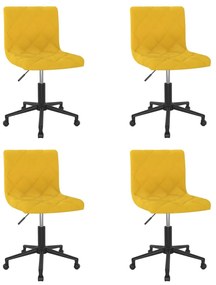 Otočné jedálenské stoličky 4 ks horčicovo-žlté zamatové 3086566