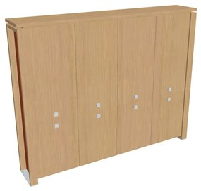 Vysoká skriňa Verno+ S 260 x 46 x 210 cm, dub svetlý / oranžová