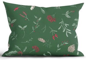 Vianočná bavlnená obliečka na vankúš Renforcé 50 × 70 cm - Cezmínové vetvičky