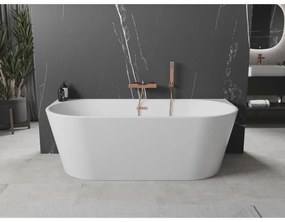 Mexen Oval, voľne stojaca nástenná vaňa 180 x 80 cm, biela, medený prepad, 52671808000-65