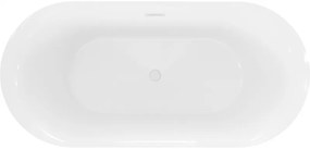Mexen Roxy, voľne stojaca vaňa 170 x 80 cm, biela, biely prepad, 51201708000-20