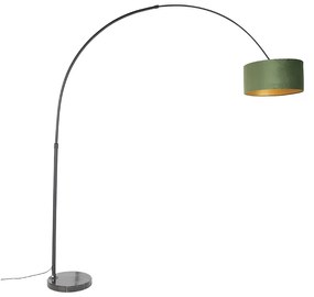 Oblúková lampa čierna zamatová tienidlo zelená so zlatom 50 cm - XXL