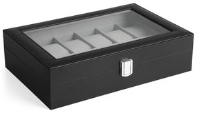 Box na hodinky Watch, 30x8,5x21 cm, čierna/sivá
