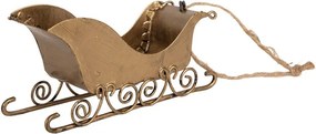 Zlatá antik vianočná ozdoba retro kovové sanel - 19*4*5 cm
