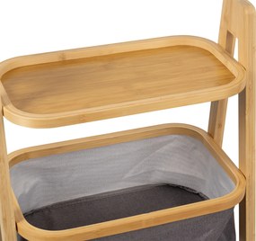 Noela Bambusový regál s 2 látkovými košíkmi BASKET LINE sivý