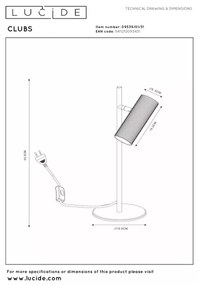 Lucide 09539/01/31 - Stolná lampa CLUBS 1xGU10/40W/230V biela