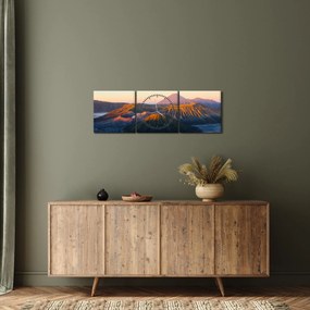 Obraz hory Bromo v Indonézii (s hodinami) (90x30 cm)