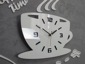 Moderné nástenné hodiny COFFE TIME 3D WHITE NH045-white