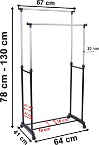 Vešiakový stojan na kolieskach MIA čierny
