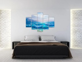 Obraz - Olejomaľba mora s čajkami (150x105 cm)