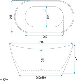Rea, Voľne stojaca vaňa REA FERRANO 160 cm, KPL-W8150