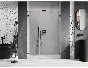 Mexen Lunar-B, L výklopné pravé sprchové dvere 140 cm, 8mm číre sklo, brúsený grafit profil, 832SL-140-050-66-00-P