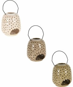 Keramický lampáš Dots krémová, 15 x 23 cm