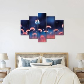 Obraz púpav s modrým motýľom (150x105 cm)