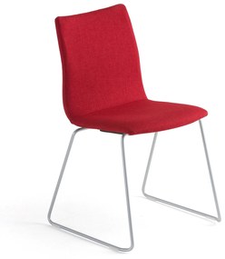 Konferenčná stolička OTTAWA, s kĺzavou základňou červená tkanina, šedá