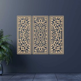 Kvetinová mandala z dreva – boho 3‑dielny oibraz na stenu | SENTOP HDF0514-A-akcia20