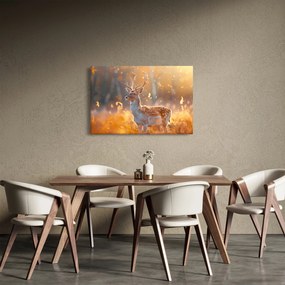 Obraz - Jeleň v poli (90x60 cm)