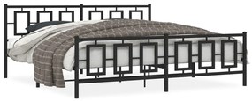 Kovový rám postele s čelom a podnožkou čierny 193x203 cm 374265