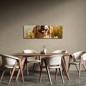 Obraz - Šťastný psík (s hodinami) (90x30 cm)