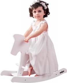 Woody Drevený hojdací koník biely