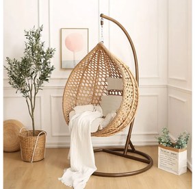 AKCIA Svetlohnedé závesné kreslo TROPIKAL so stojanom II. akosť