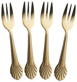 rice Nerezová vidlička Seashell Gold – set 4 ks