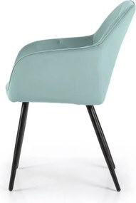 Sada šiestich jedálenských stoličiek DIAMANTE zamatové, tyrkysové / čierne nohy (6 ks)