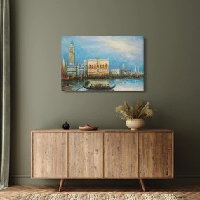 Obraz - Gondola prechádzajúca Benátkami, olejomaľba (90x60 cm)