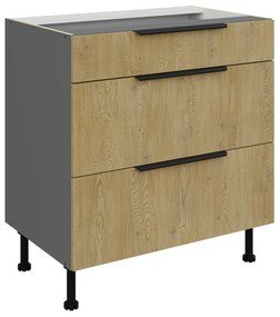 Dolná kuchynská skrinka Carminia 80 D 3S BB PREMIUM BOX (dub cremona + antracit). Akcia -20%. Vlastná spoľahlivá doprava až k Vám domov. 1127916