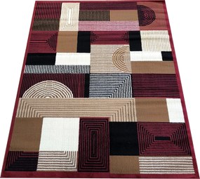 Koberec Alfa 18 – červený s geometrickým vzorom do interiéru Rozmer: 40x60 cm