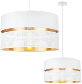 Závesné svietidlo Asti, 1x PVC/biele textilné tienidlo, (fi 40cm), g, w