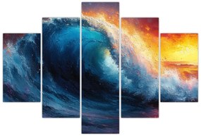 Obraz - Vlna v západu slnka (150x105 cm)