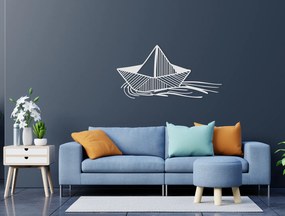 drevko Drevená nálepka na stenu Loďka Rozmer obrazu: 22,5 x 44,5 cm, Farba dekorácie: Čierna