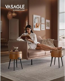 EKHO taburetka, odkladací stolík s úložným priestorom, syntetická koža, karamelovo hnedá