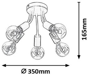 Rabalux 6809 - Prisadený luster ALMUS 5xE27/60W/230V