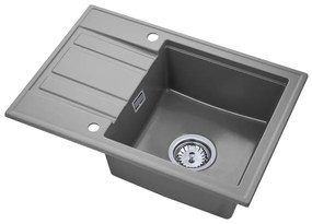Gamma Modern 6040, 1-komorový granitový drez 580x420x185 mm s krátkym odkvapkávačom, šedá, GMA-ZM-6040-G