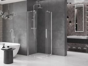 Mexen Velar Duo, sprchový kút s posuvnými dverami 90(dvere) x 90(dvere) cm, 8mm číre sklo, chrómový profil, 871-090-090-02-01