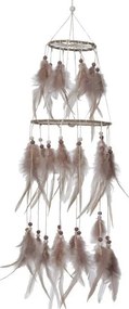 Šedý záves s pierkami Boho - Ø 16 * 65 cm