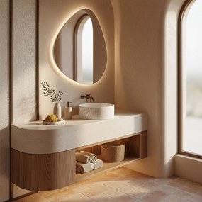 Rea Destiny, umývadlo na dosku 395×395×135 mm, biela matná-imitácia kameňa, REA-U3502