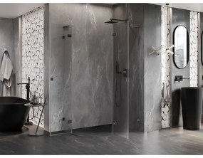 Mexen Lunar, L pravý polkruhový sprchový kút 90 x 70 cm, 8mm číre sklo, grafitový profil, 833L-090P-070L-95-00