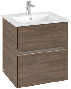 VILLEROY &amp; BOCH Collaro závesná skrinka pod umývadlo, 2 zásuvky, s LED osvetlením, 561 x 480 x 610 mm, Arizona Oak, C142B0VH