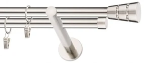 Dekorstudio Niklová dvojradová garniža BOGOTA 19mm Dĺžka: 320cm, Typ uchytenia: Držiak dvojitý modern, Typ príslušenstva: Krúžky tiché so štipcami