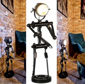 Stojaca lampa industry metal hand made BLACK ROBOT 80*30