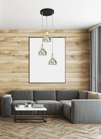 Candellux Čierno-zlatý závesný luster Gregory pre žiarovku 3x E14 s guľatou základňou 33-78995