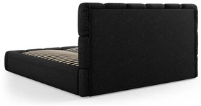 Čierna čalúnená dvojlôžková posteľ s úložným priestorom s roštom 180x200 cm Bellis – Micadoni Home