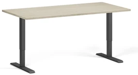 Výškovo nastaviteľný stôl, 160x80 cm, 1 motor, čierna podnož, dub prírodný