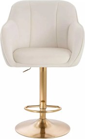 LuxuryForm DESIGN Barová stolička AVOLA VELUR na zlatom tanieri - biela